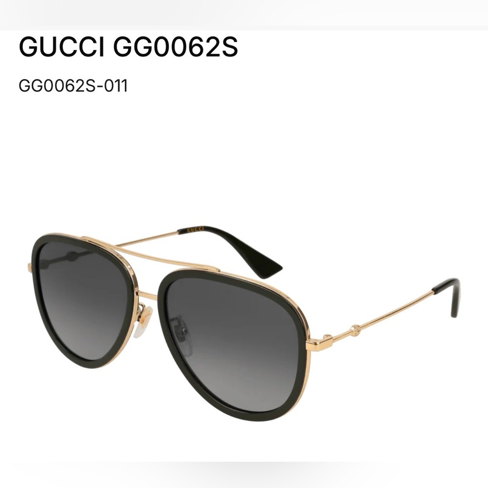 Gucci Black and Gold Aviator Sunglasses